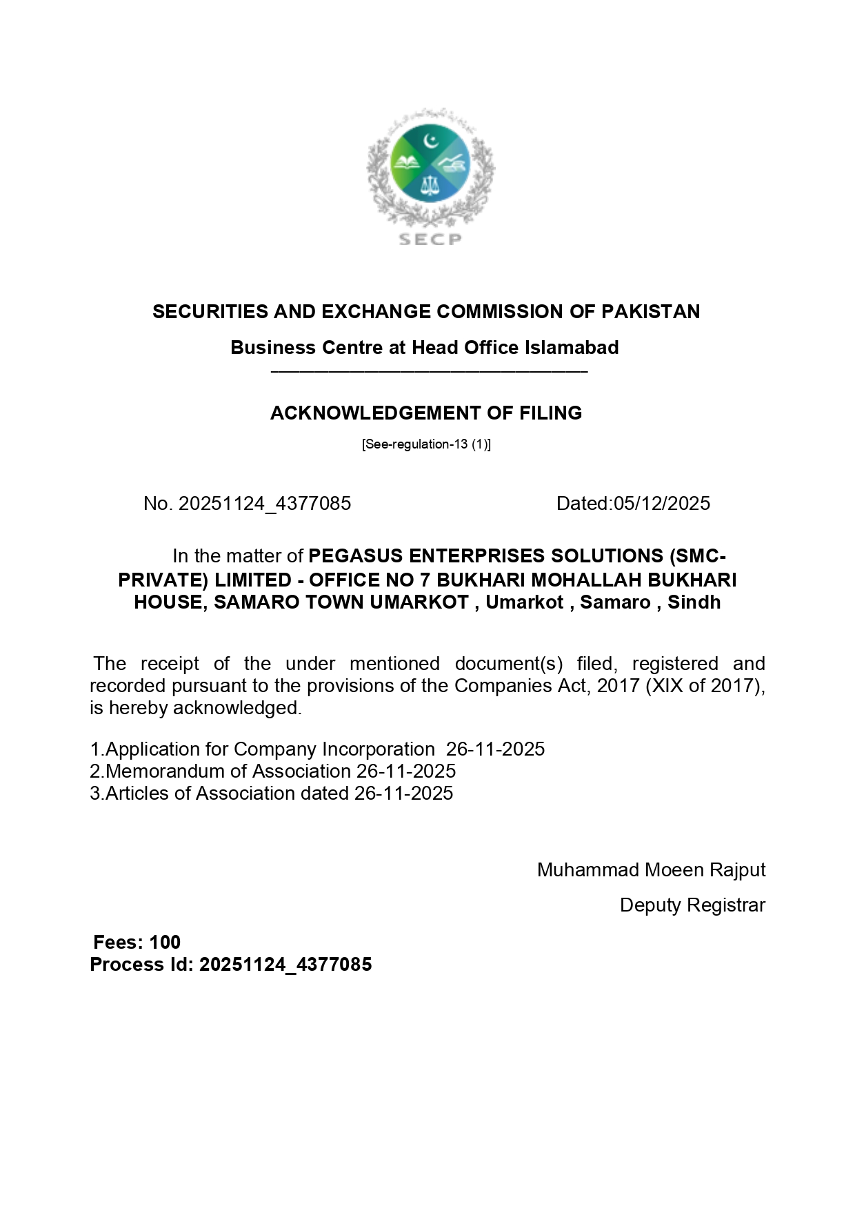 Acknowledgement of Filing[Incorporation] for 20251124_4377085_page-0001